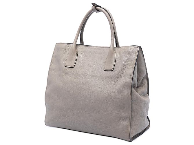 Tote Aperto Convertibile Prada Gray Vitello Daino Marrone - vista 2