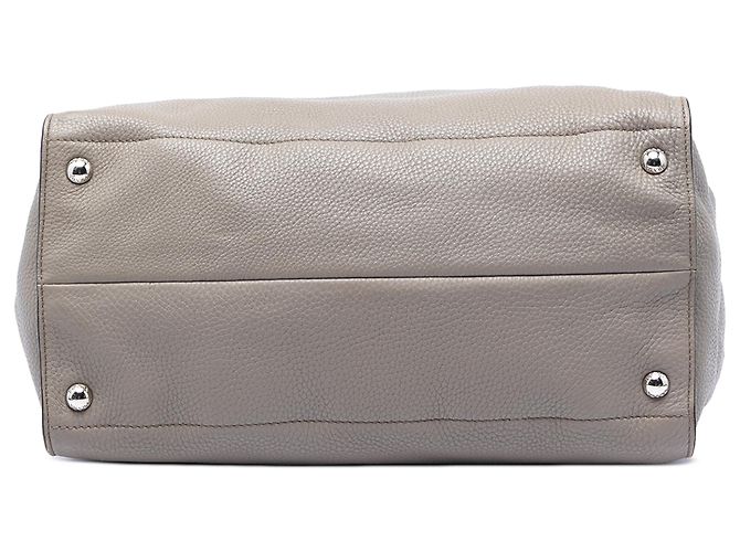 Tote Aperto Convertibile Prada Gray Vitello Daino Marrone - vista 3