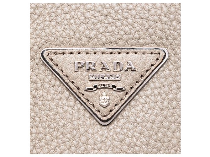 Tote Aperto Convertibile Prada Gray Vitello Daino Marrone - vista 5