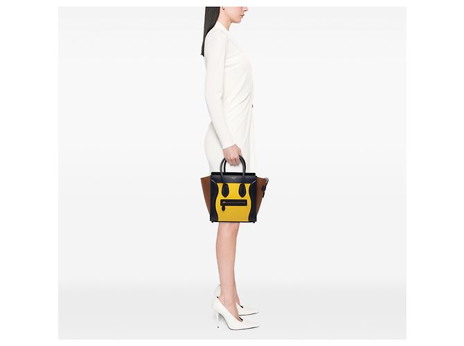Luggage Céline Borsa Tote Celine Yellow Micro Tricolor in pelle - vista 7