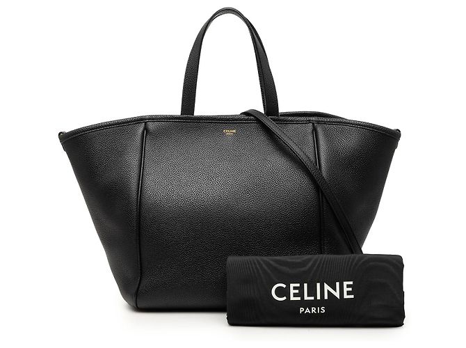 Céline Celine Black Small Grained Calfskin Folded Cabas Tote - view 8
