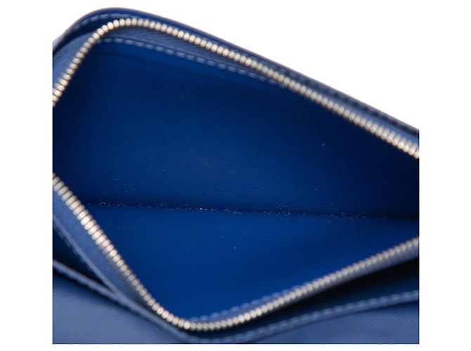 Portefeuille long plié Louis Vuitton Blue Monogram Taigarama Brazza Bleu - vue 5