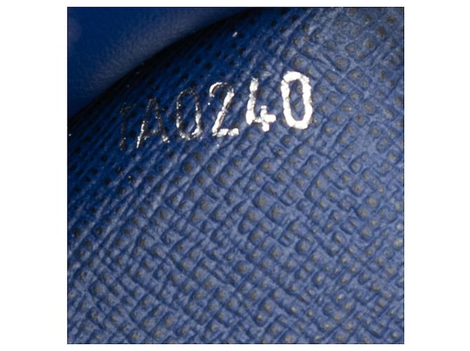 Portefeuille long plié Louis Vuitton Blue Monogram Taigarama Brazza Bleu - vue 7