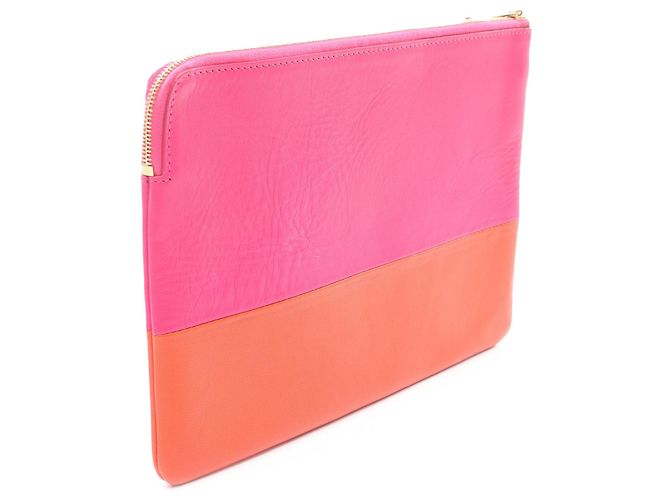 Céline Clutch Solo em pele de cordeiro bicolor rosa Celine - vista 2