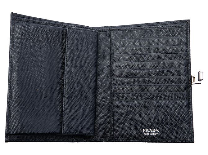 Portafoglio piccolo bifold in Saffiano nero Prada - vista 4