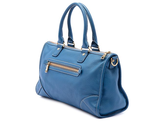 Borsa Satchel Prada Blue Vitello Daino con Zip - vista 2