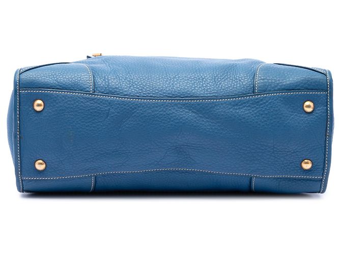 Borsa Satchel Prada Blue Vitello Daino con Zip - vista 3