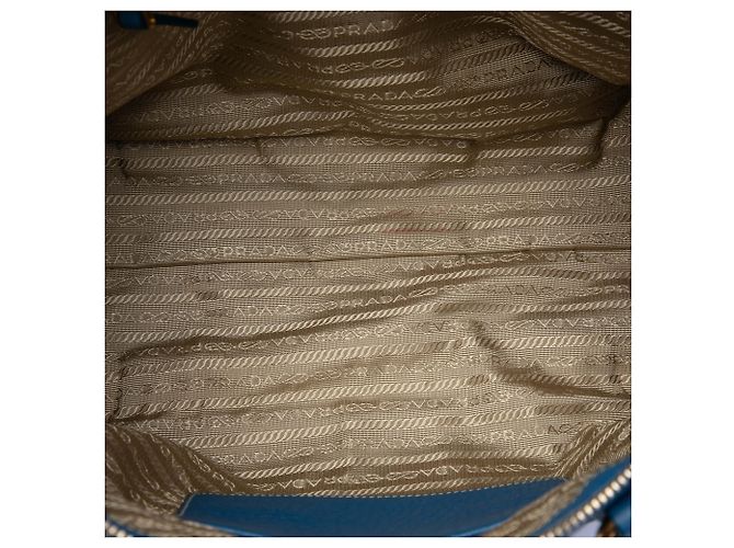 Borsa Satchel Prada Blue Vitello Daino con Zip - vista 4
