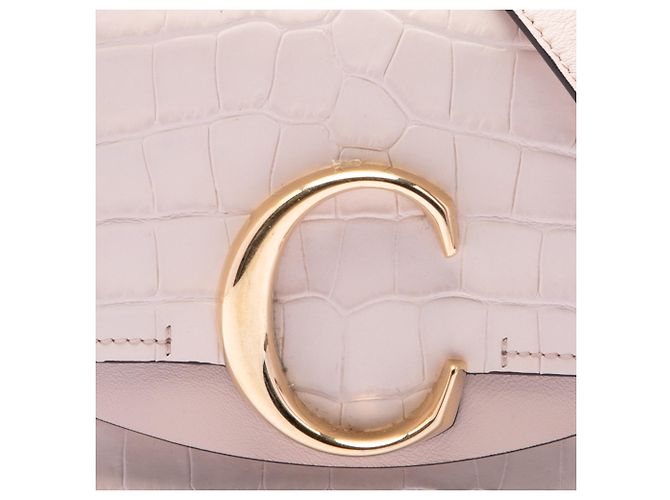 Borsa Chloé Pink Mini Croc Embossed Calfskin C Satchel Rosa - vista 6