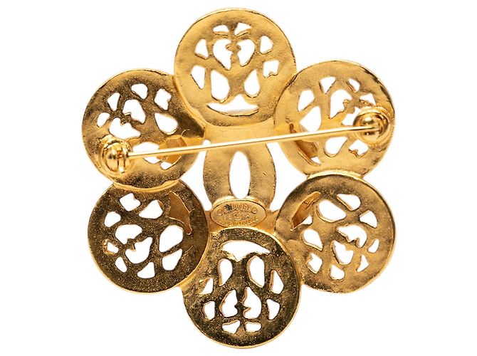 Spilla Fiore Chanel Gold CC placcata oro D'oro - vista 2