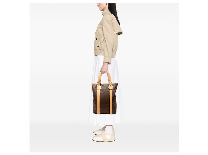 Céline Tote vertical de lona revestida Macadam marrón Celine Castaño - vista 7
