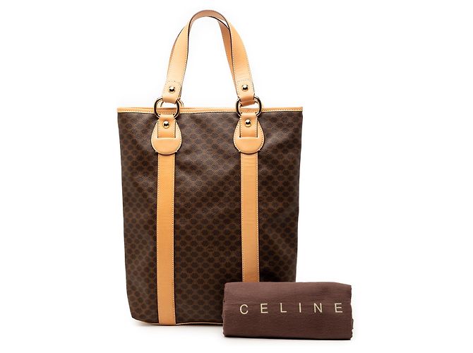 Céline Tote vertical de lona revestida Macadam marrón Celine Castaño - vista 8