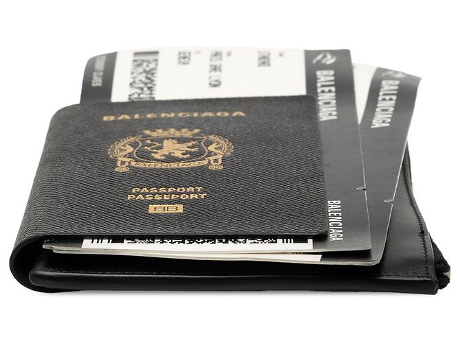 Portafoglio passaporto e telefono in pelle nera Balenciaga Nero - vista 3