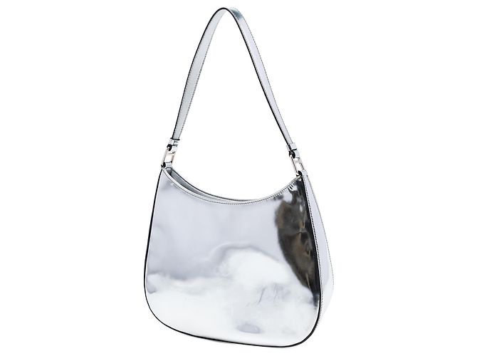 Borsa a tracolla Cleo in pelle Spazzolato argento Prada - vista 2