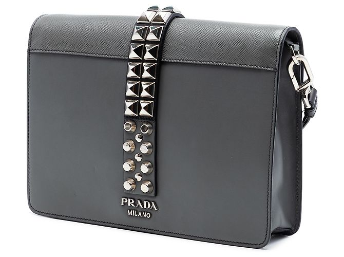 Prada Elektra Umhängetasche aus Kalbsleder und Saffiano Grau Braun Anthrazitgrau - Ansicht 2