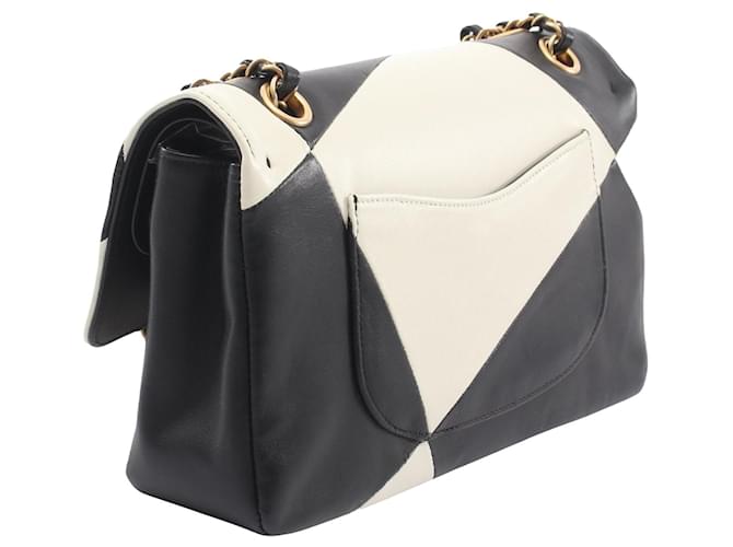 Chanel Black Medium Classic Lambskin Geometric Patchwork Double Flap Nero - vista 2