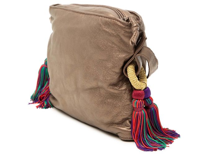 LOEWE Borsa a tracolla Flamenco in nappa metallizzata marrone - vista 2