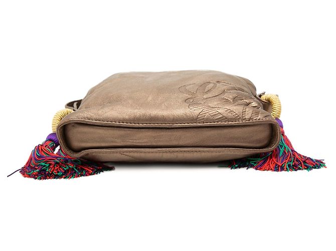 LOEWE Borsa a tracolla Flamenco in nappa metallizzata marrone - vista 3