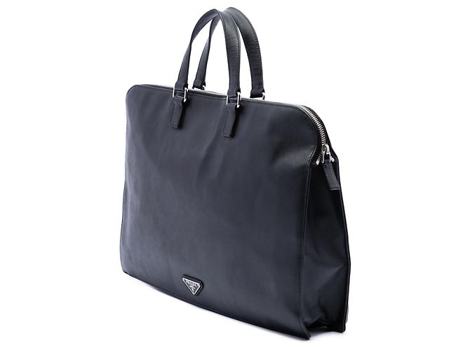 Maletín Prada Black Saffiano Cuir Travel con bolsillo frontal con cremallera Negro - vista 2