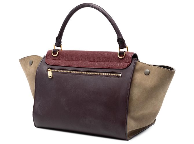 Céline Celine Trapeze Satchel aus dreifarbigem Leder in Rot, Größe Medium Bordeaux - Ansicht 2