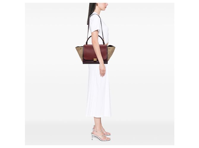 Céline Celine Trapeze Satchel aus dreifarbigem Leder in Rot, Größe Medium Bordeaux - Ansicht 6