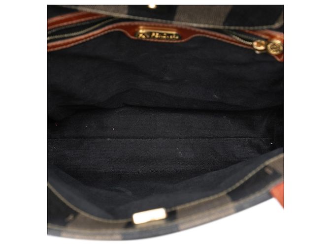 Zaino convertibile Fendi Brown Pequin Coated Canvas FF Marrone - vista 4
