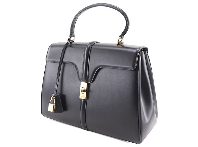 Céline Borsa Celine Classique 16 in pelle di vitello nera media Nero - vista 2