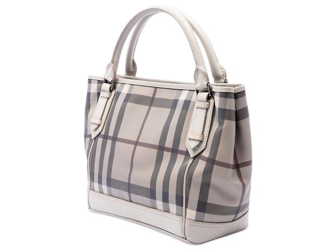 Burberry Beige Smoke Check beschichtete Canvas-Tote - Ansicht 2