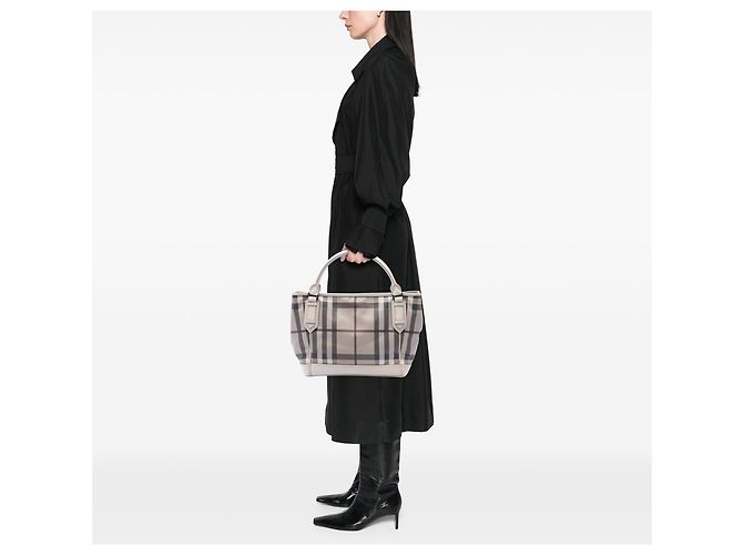 Burberry Beige Smoke Check beschichtete Canvas-Tote - Ansicht 6