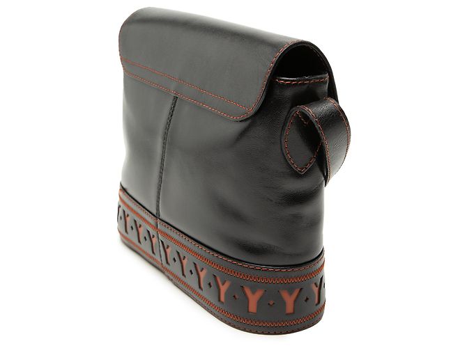 Bolsa transversal Saint Laurent em couro preto com recortes - vista 2
