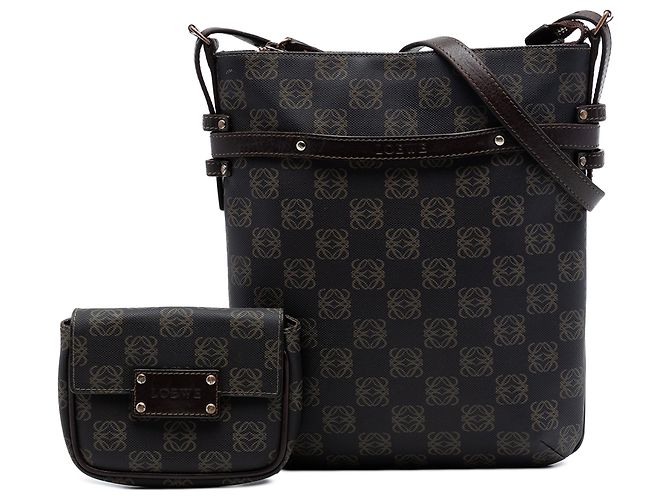 LOEWE Borsa a tracolla in tela rivestita Anagram marrone Marrone scuro - vista 7