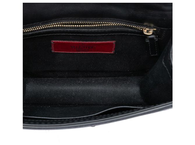 Valentino Black Small Leather Rockstud Glam Lock Crossbody Nero - vista 4