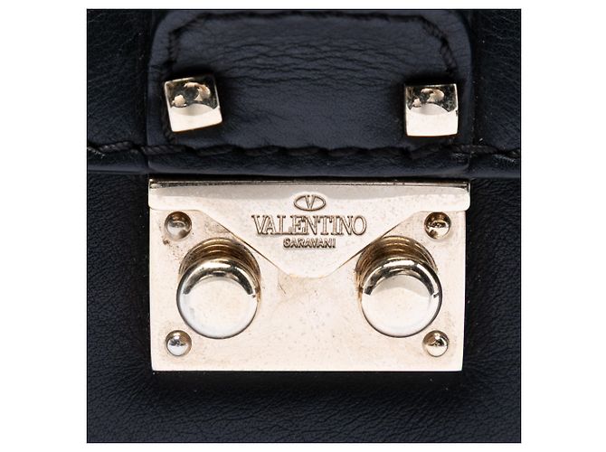 Valentino Black Small Leather Rockstud Glam Lock Crossbody Nero - vista 5