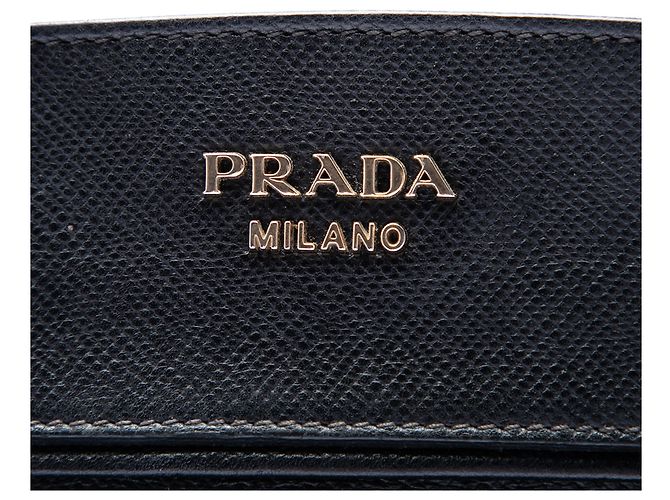 Prada Satchel aus blauem Bicolor-Canvas mit Saffiano-Lederbesatz Dunkelblau - Ansicht 5
