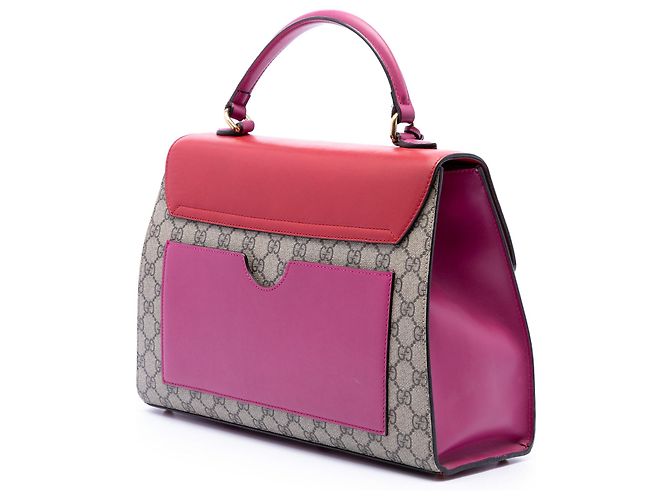 Borsa Gucci Beige GG Supreme con manico Padlock - vista 2