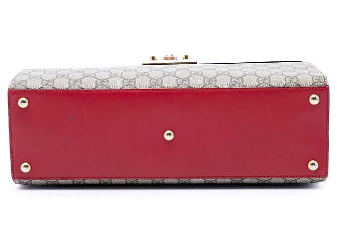 Borsa Gucci Beige GG Supreme con manico Padlock - vista 3