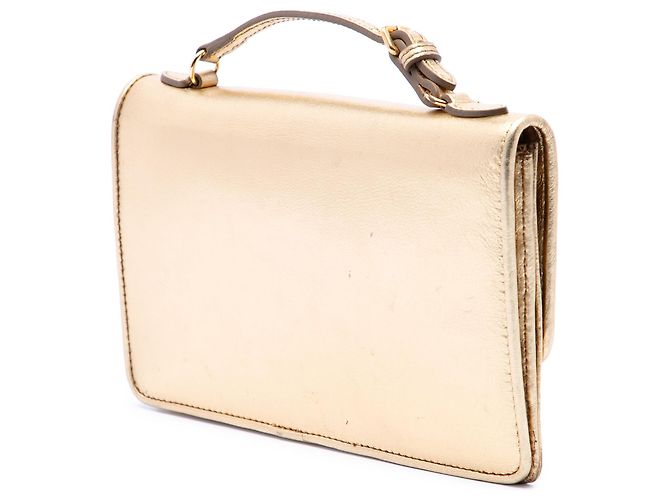 Miu Miu Metallic Leder Top Handle Wallet Bag in Gold Golden - Ansicht 2