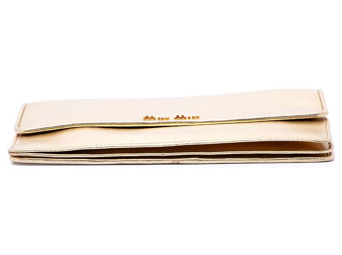 Miu Miu Metallic Leder Top Handle Wallet Bag in Gold Golden - Ansicht 3