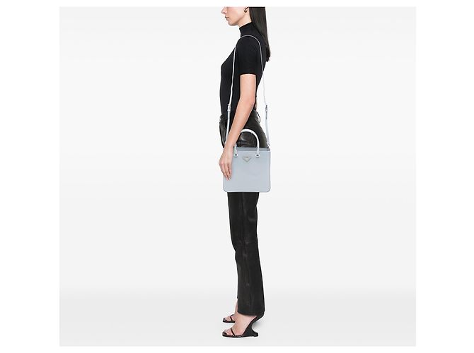 Prada Satchel aus blauem Spazzolato-Leder, Größe Medium Hellblau - Ansicht 6