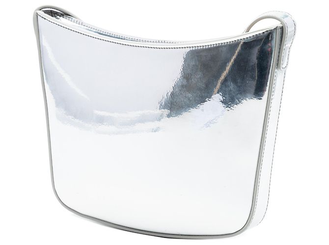 16 Céline Borsa a Spalla Celine Silver Medium Mirror Calfskin Croque Argento - vista 2