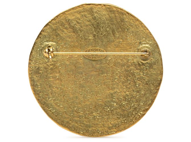 Spilla medaglione Chanel Gold CC placcata oro D'oro - vista 2
