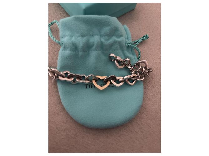 Tiffany & Co. Bracciale a Maglie Cuore in Argento e Oro Giallo D'oro Silver hardware - vista 2