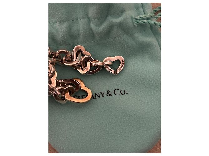 Tiffany & Co. Bracciale a Maglie Cuore in Argento e Oro Giallo D'oro Silver hardware - vista 3