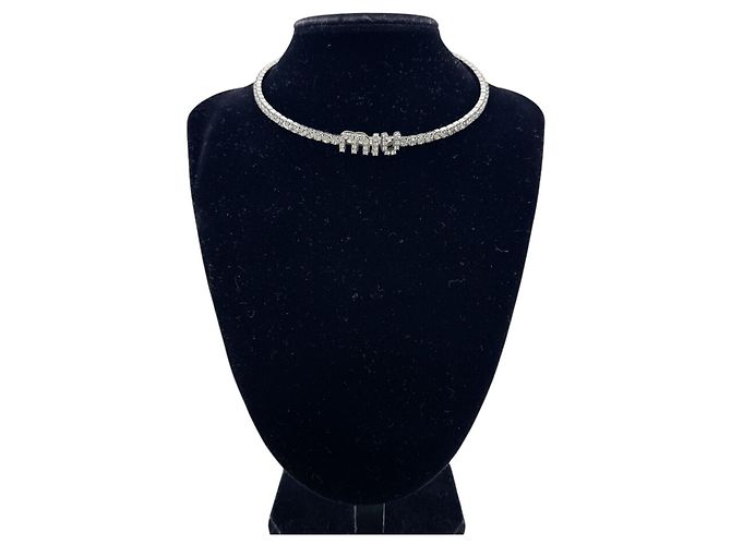 Collana Miu Miu in cristalli argentati - vista 7