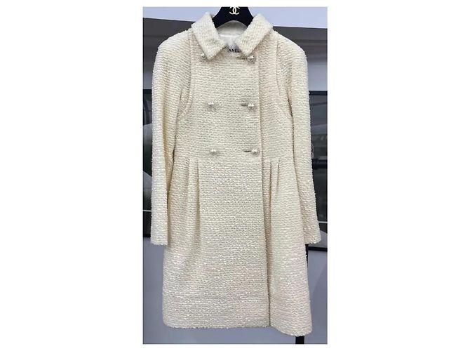 Chanel Tweed-Jacke in Creme Roh - Ansicht 6