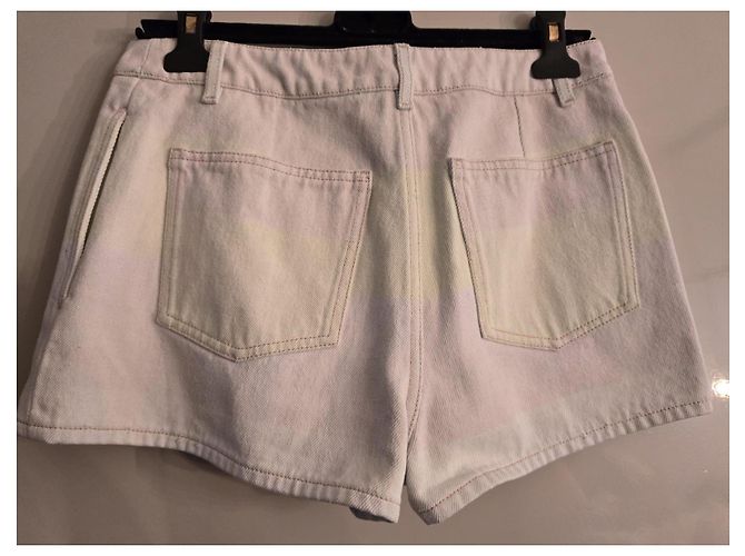Chanel Short de denim de algodón azul claro degradado Blanco - vista 3