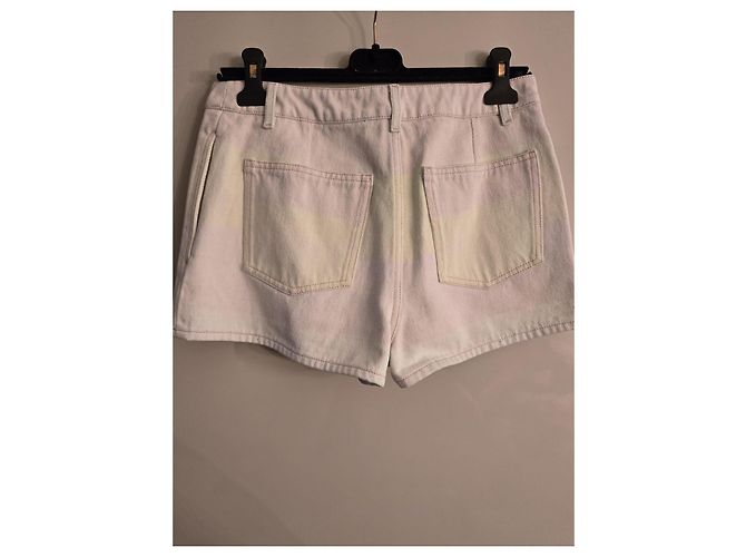 Chanel Short de denim de algodón azul claro degradado Blanco - vista 5