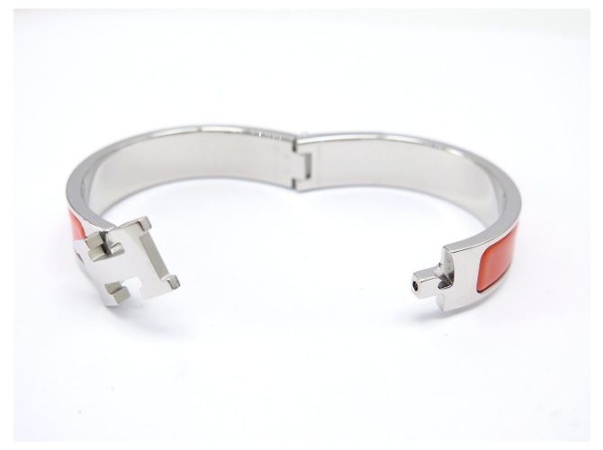 Hermès NUOVO BRACCIALE HERMES CLIC H ARGENTO EMAIL ARANCIONE H700001FP8APM 16CM BANGLE - vista 11