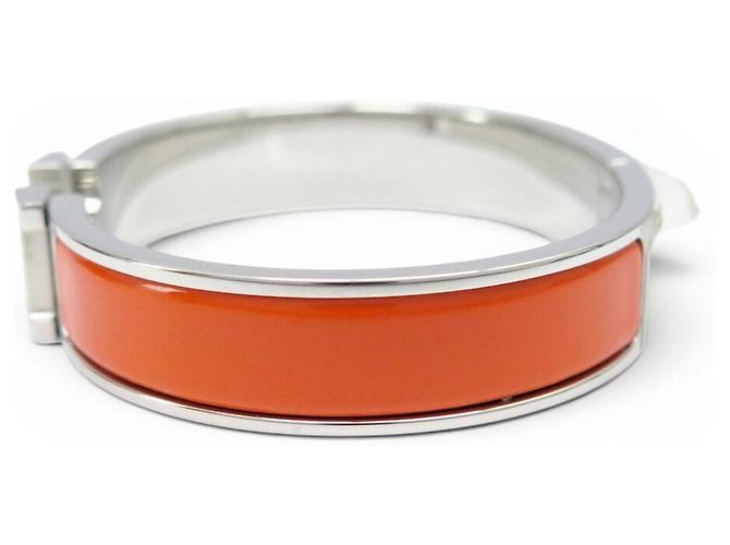 Hermès NUOVO BRACCIALE HERMES CLIC H ARGENTO EMAIL ARANCIONE H700001FP8APM 16CM BANGLE - vista 2
