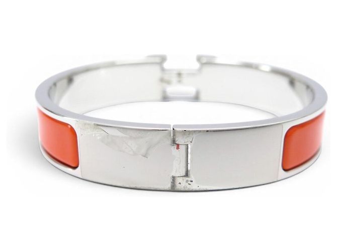 Hermès NUOVO BRACCIALE HERMES CLIC H ARGENTO EMAIL ARANCIONE H700001FP8APM 16CM BANGLE - vista 3